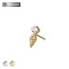 IMPLANT GRADE TITANIUM MULTI CZ DIAMOND KITE SHAPE DANGLE THREADLESS (PUSH IN) TOP PART ONLY